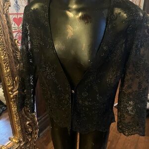Vintage Elegant Black Lace Women's Jacket
